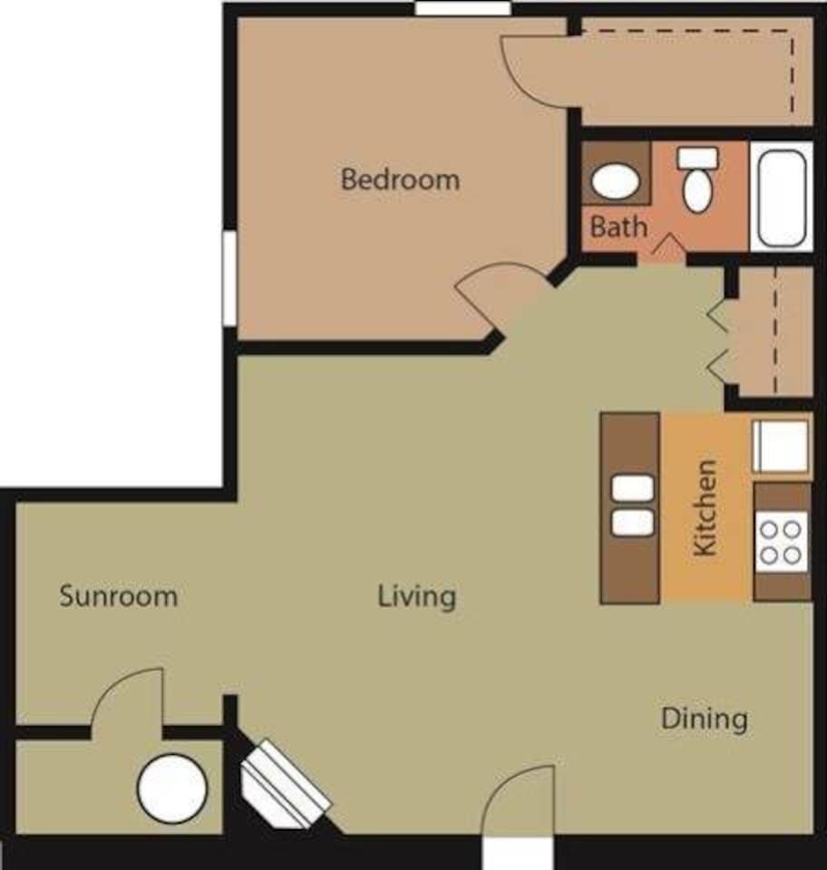 Floorplan diagram for Avalon w/Sunroom, showing 1 bedroom