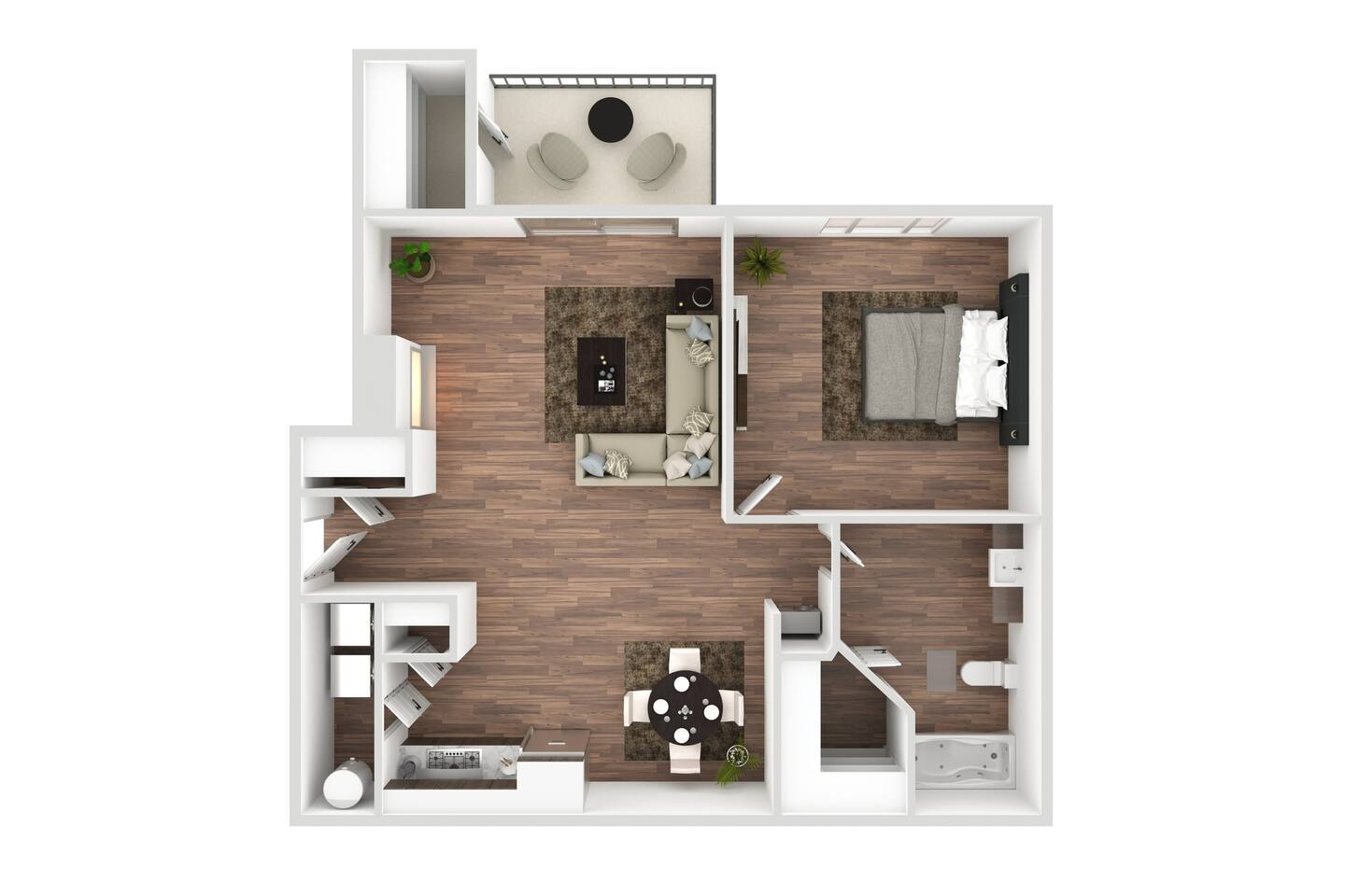 Floorplan diagram for Raleigh, showing 1 bedroom