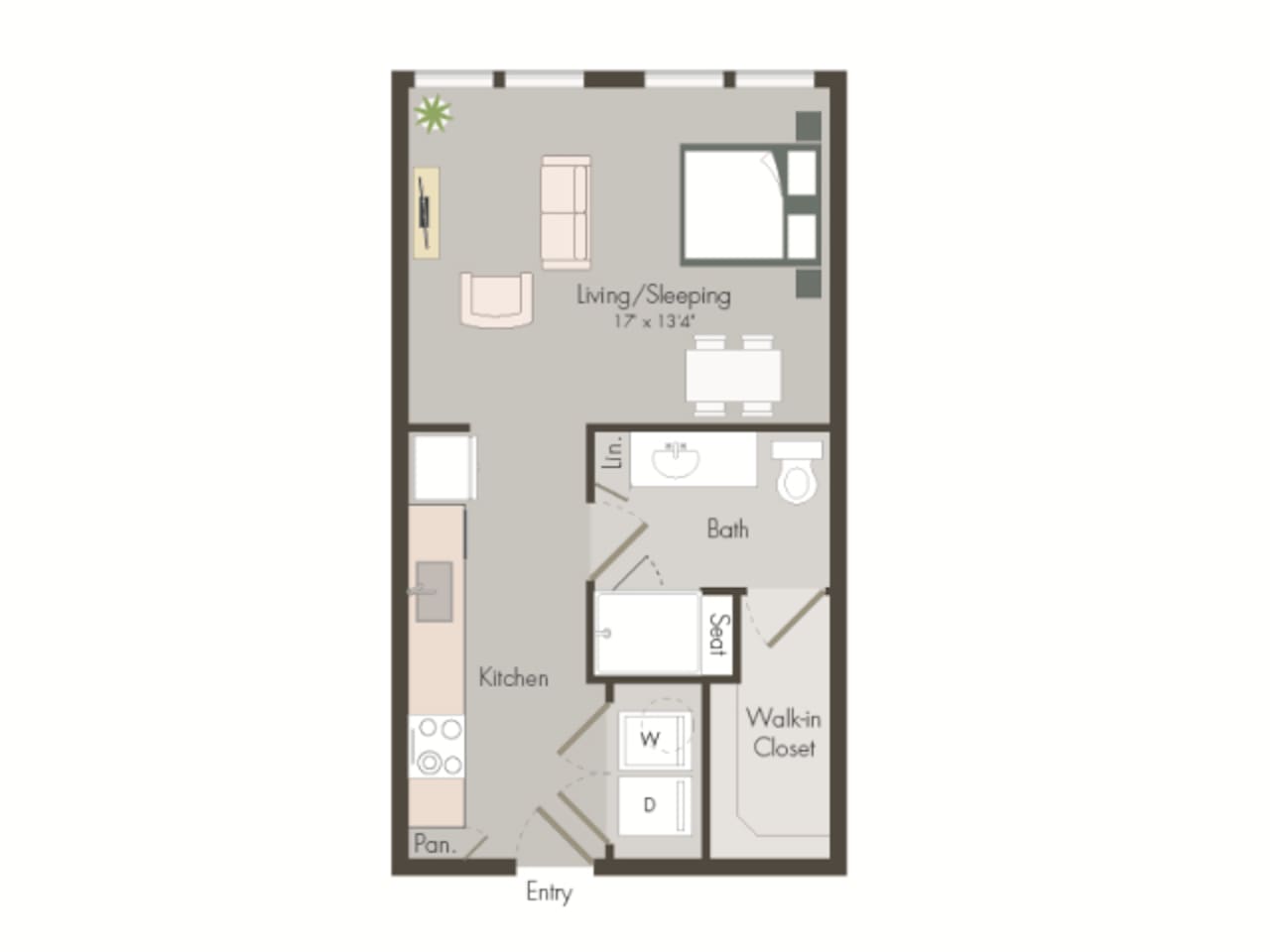 Floorplan diagram for E2, showing Studio
