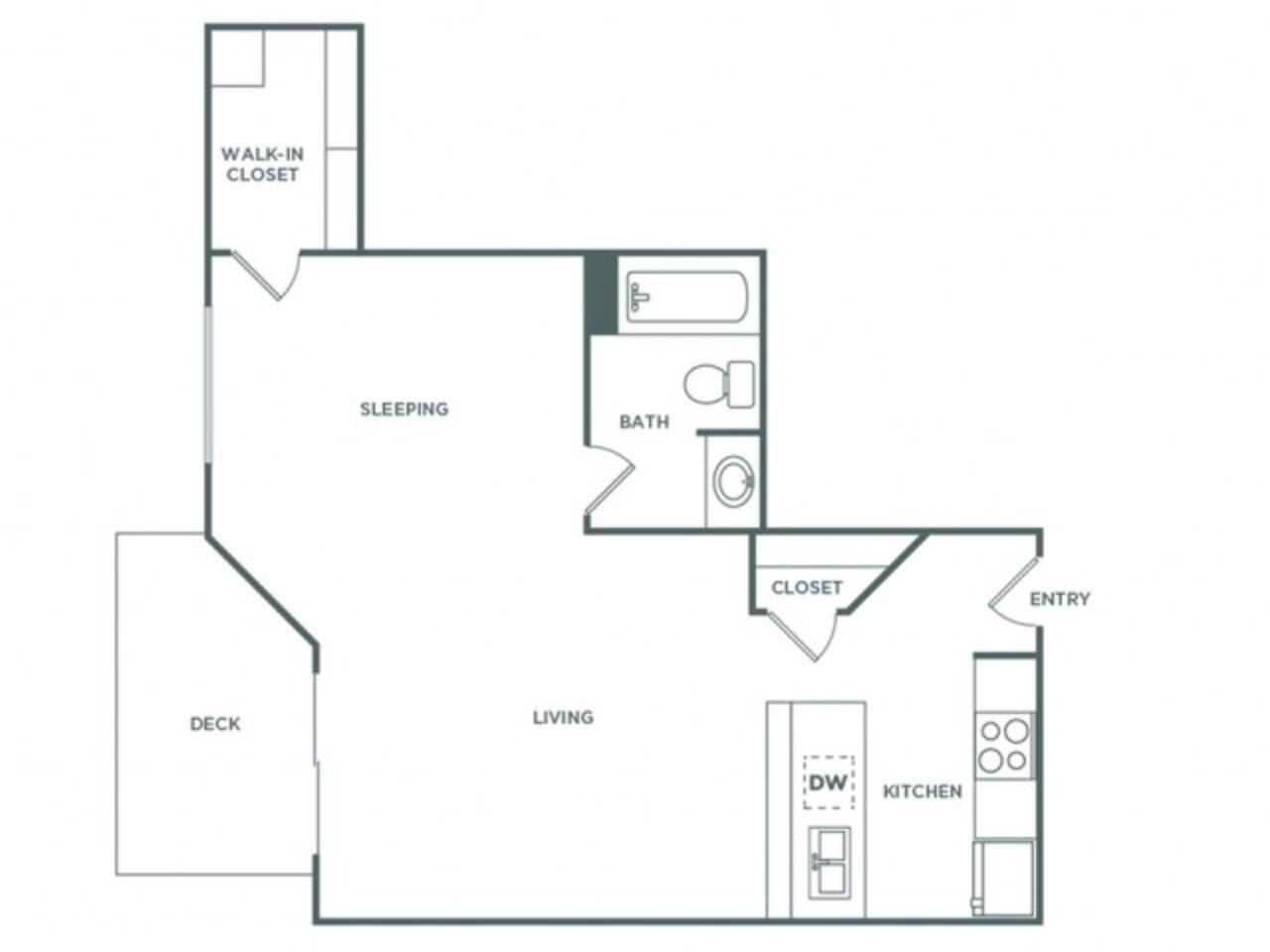Floorplan diagram for Studio (545 SF), showing Studio