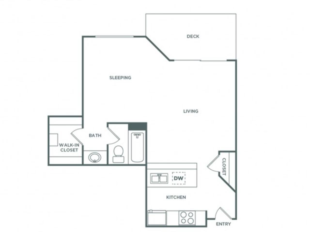 Floorplan diagram for Studio (545 SF), showing Studio