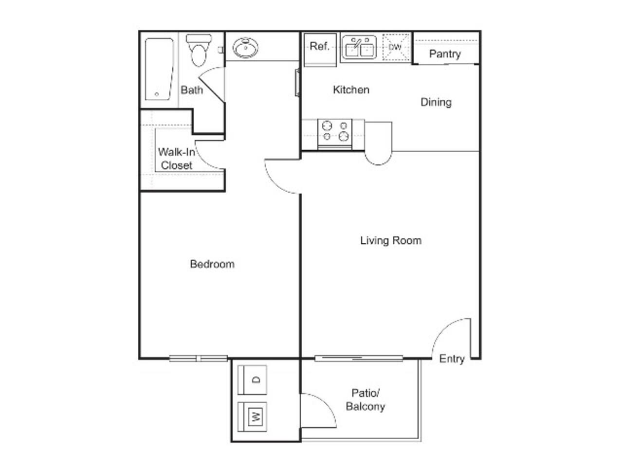 Floorplan diagram for A2 - Classic, showing 1 bedroom