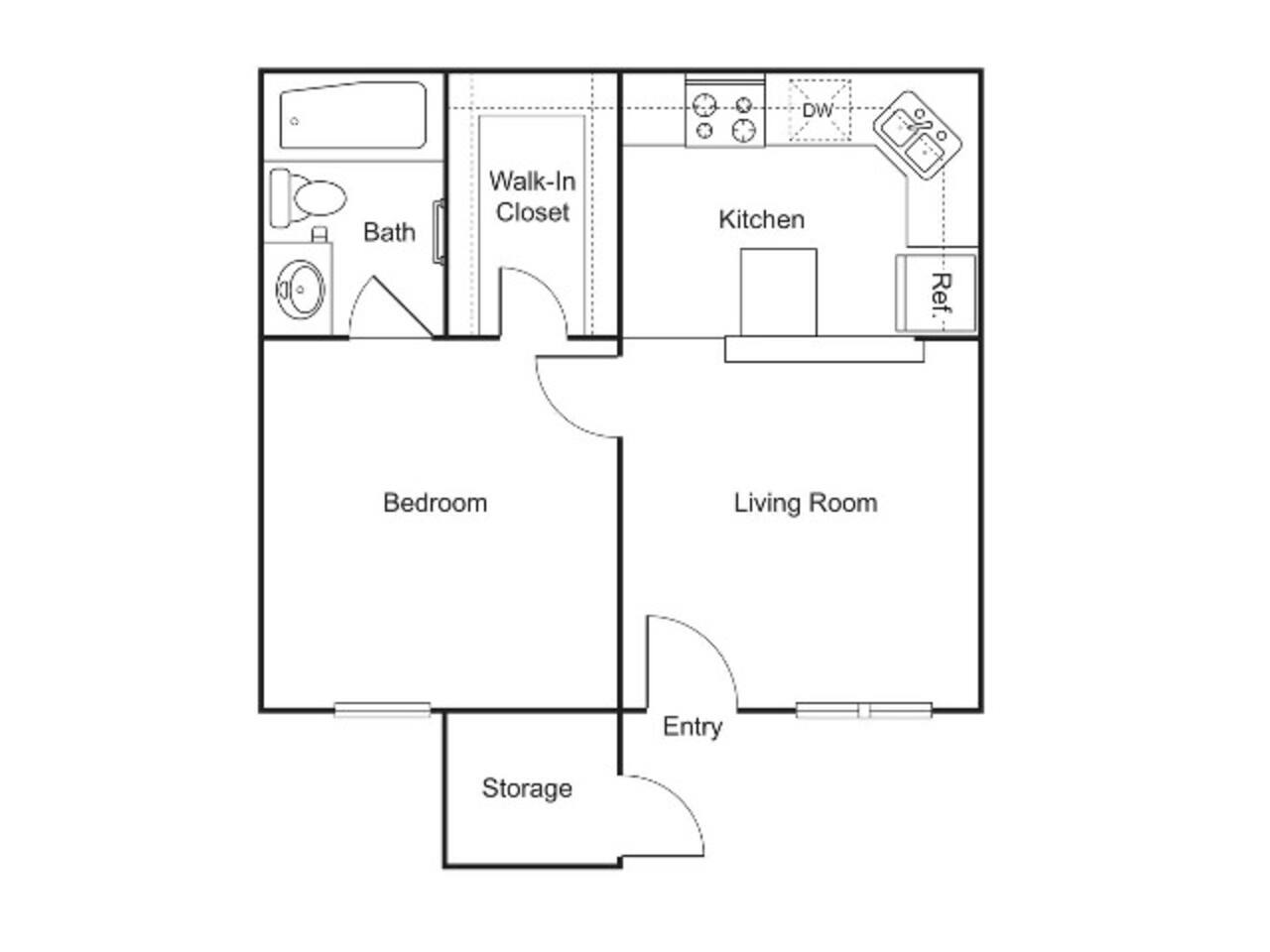 Floorplan diagram for A1 - Classic, showing 1 bedroom