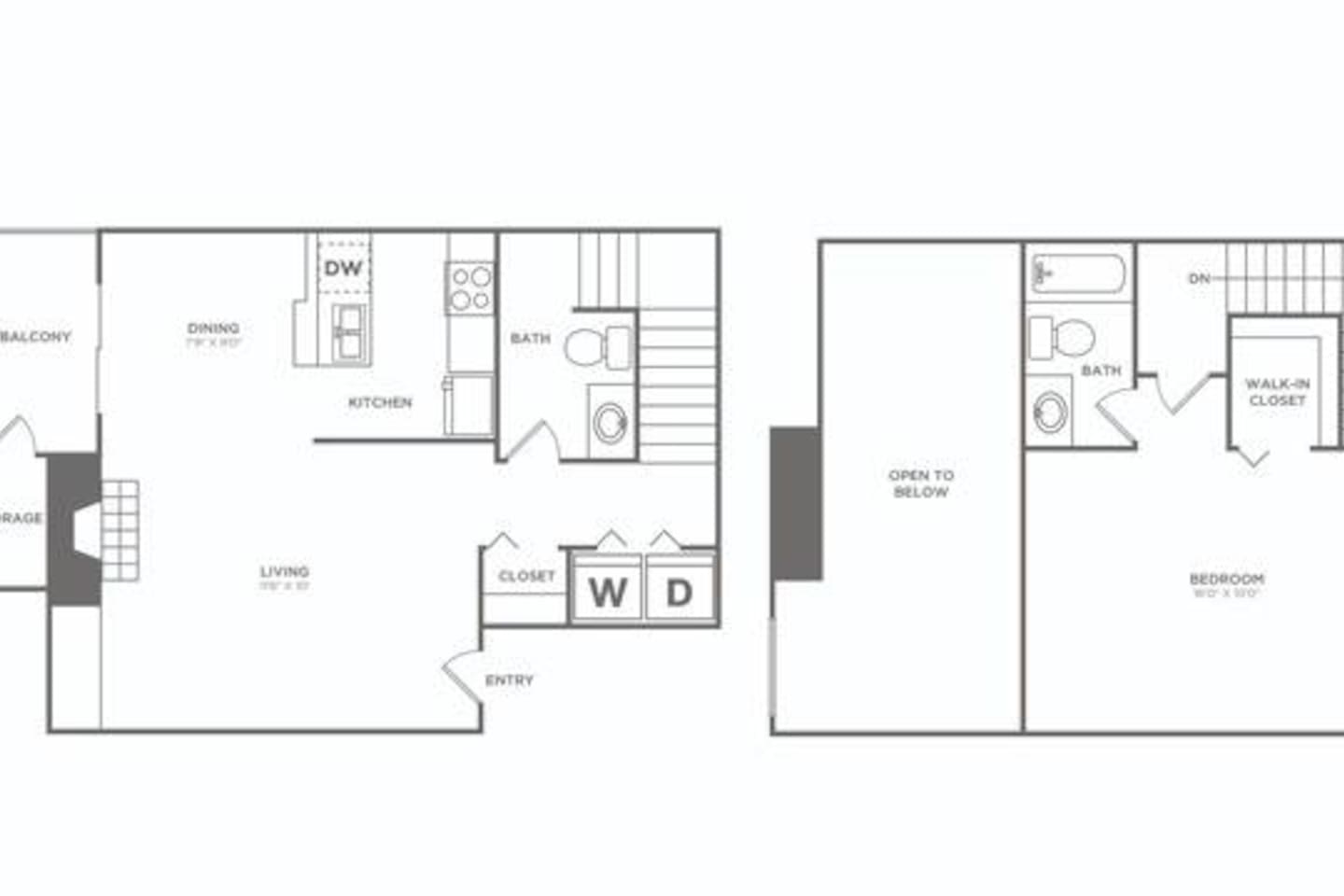 Floorplan diagram for One Bedroom (830 SF) Renovated, showing 1 bedroom