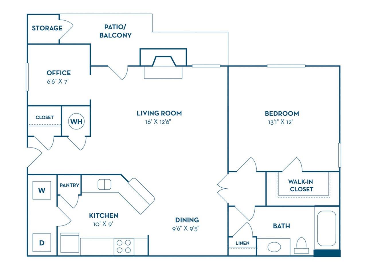 Floorplan diagram for Unicoi, showing 1 bedroom