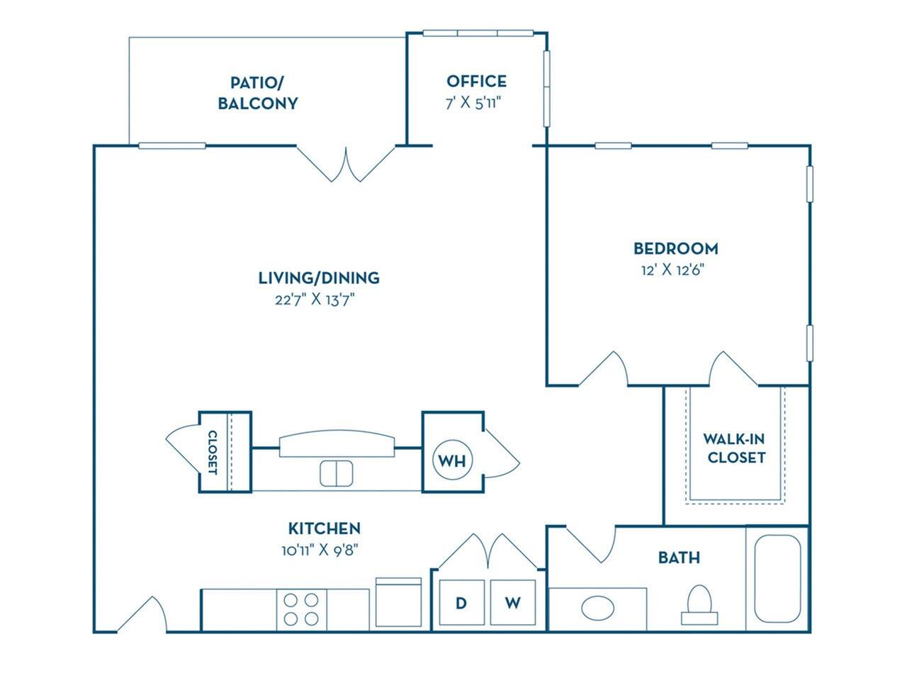 Floorplan diagram for Panola, showing 1 bedroom