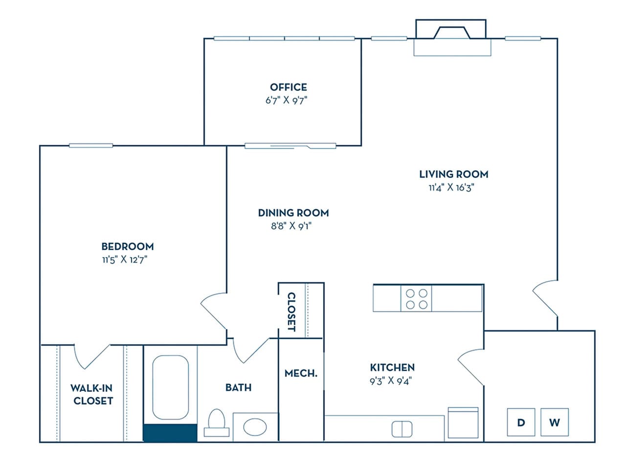Floorplan diagram for Magnolia | Renovated, showing 1 bedroom