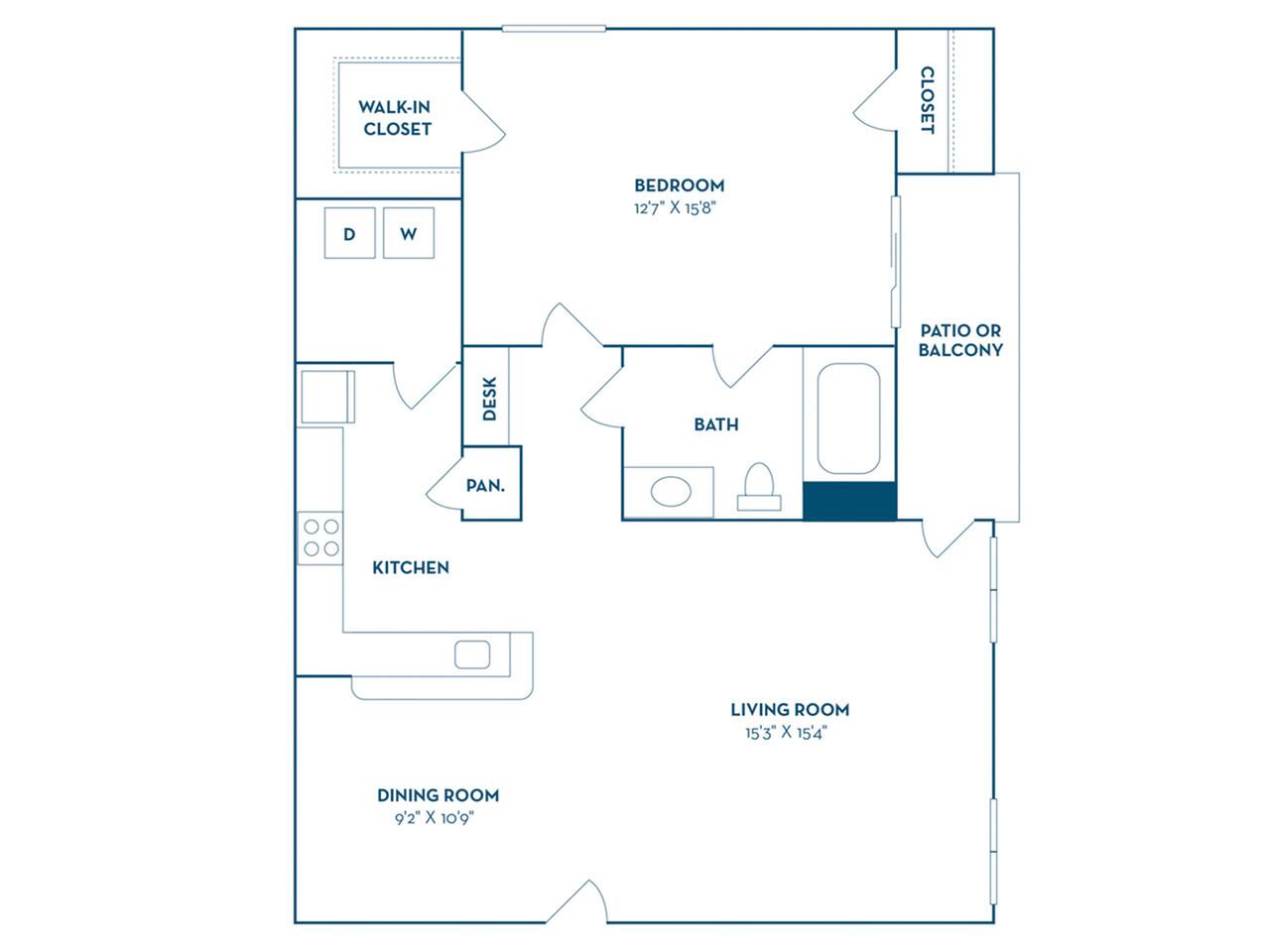 Floorplan diagram for Aliconte | Renovated, showing 1 bedroom