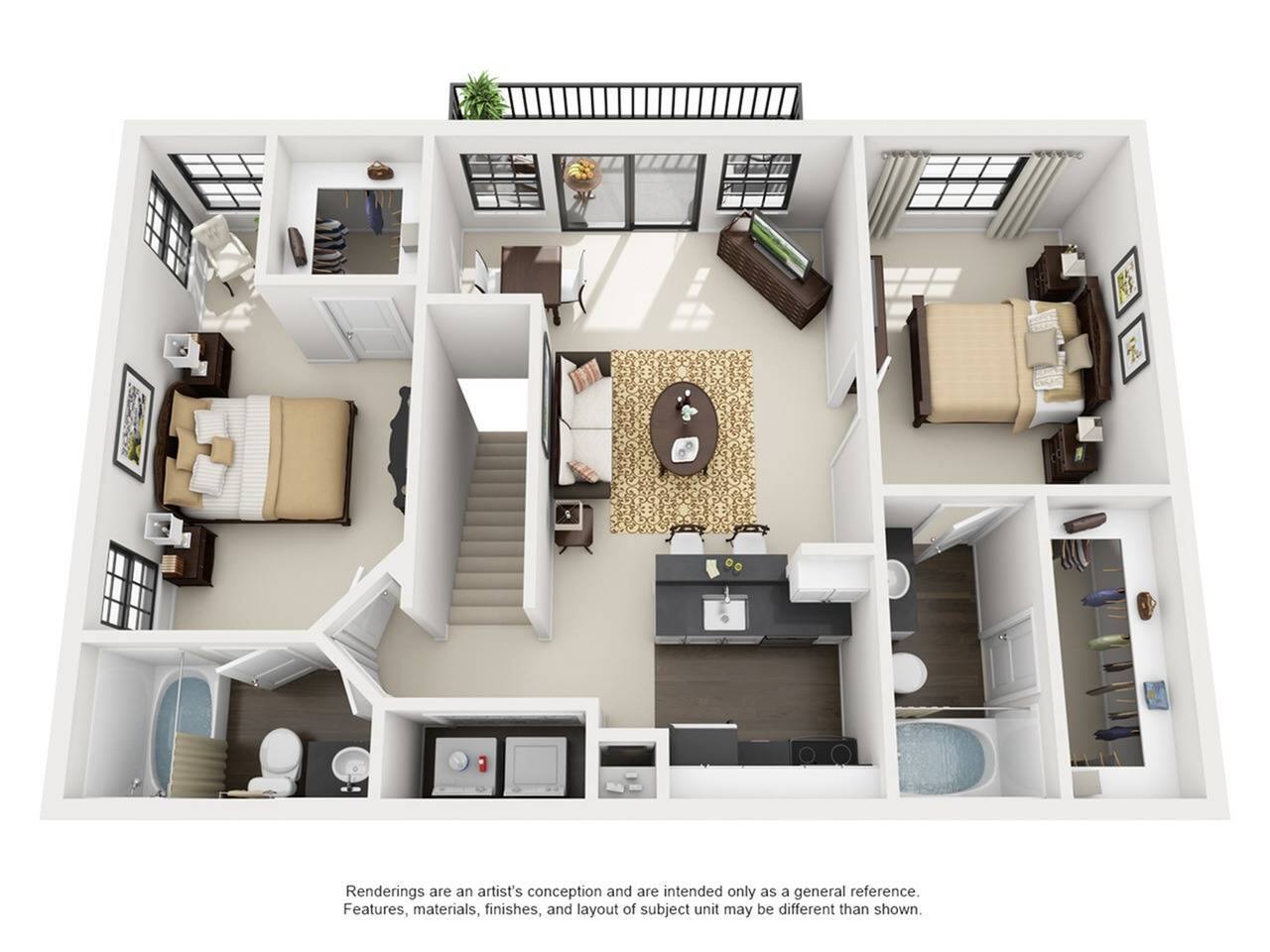 Floorplan diagram for Laurel, showing 2 bedroom