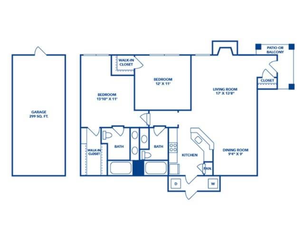 Floorplan diagram for Capilano, showing 2 bedroom