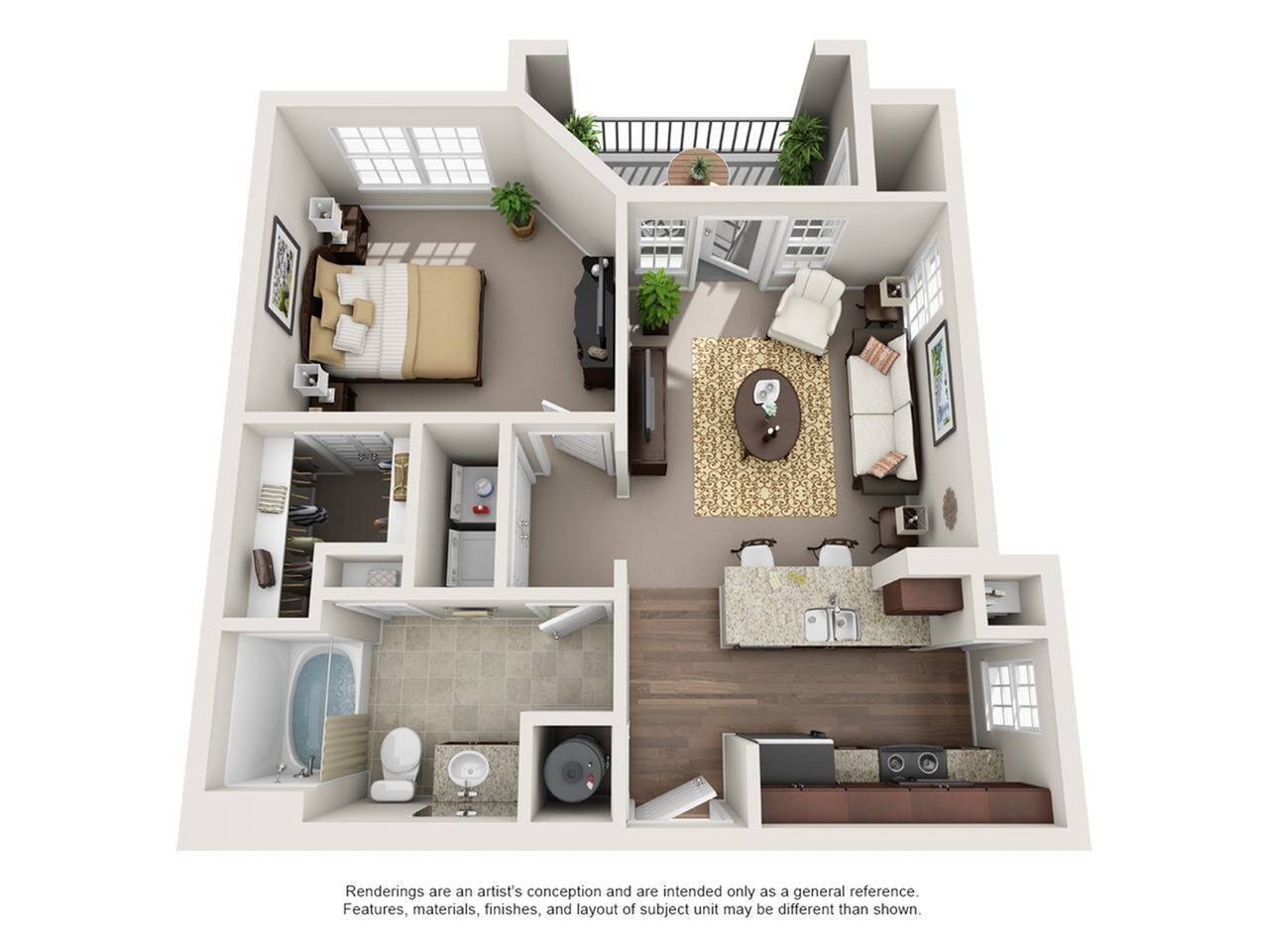 Floorplan diagram for A1, showing 1 bedroom