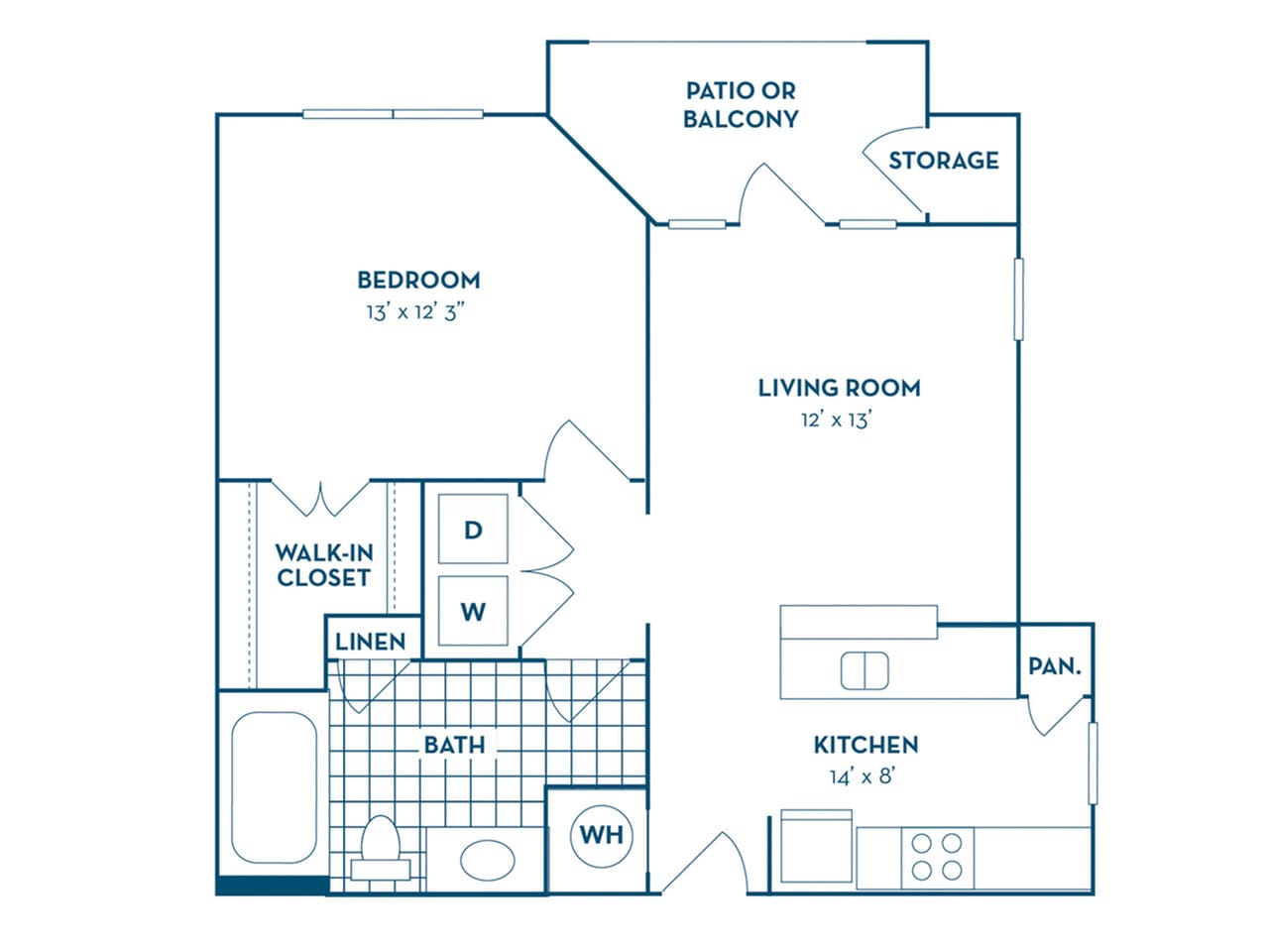 Floorplan diagram for A1 | Renovated, showing 1 bedroom