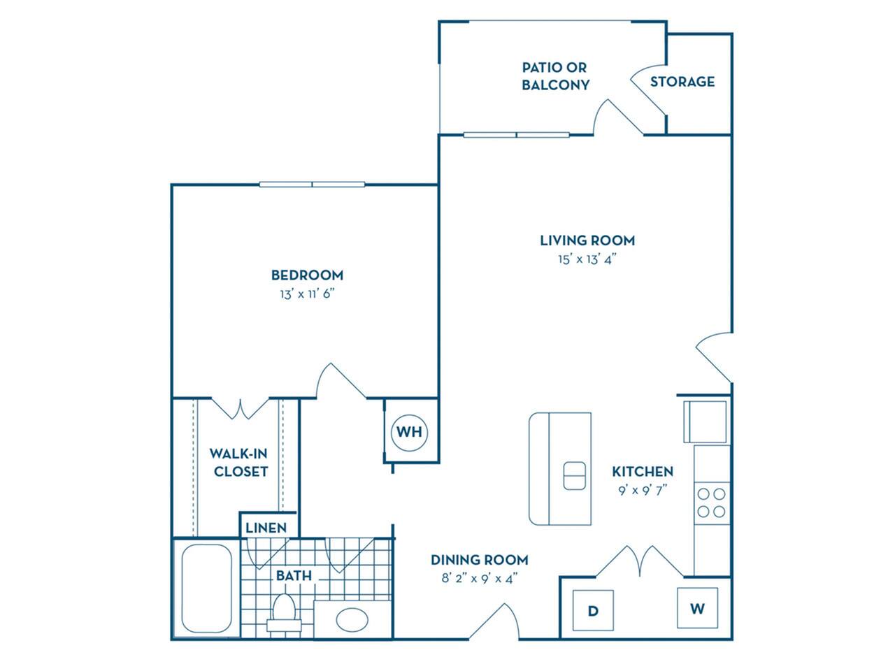 Floorplan diagram for A2 | Renovated, showing 1 bedroom