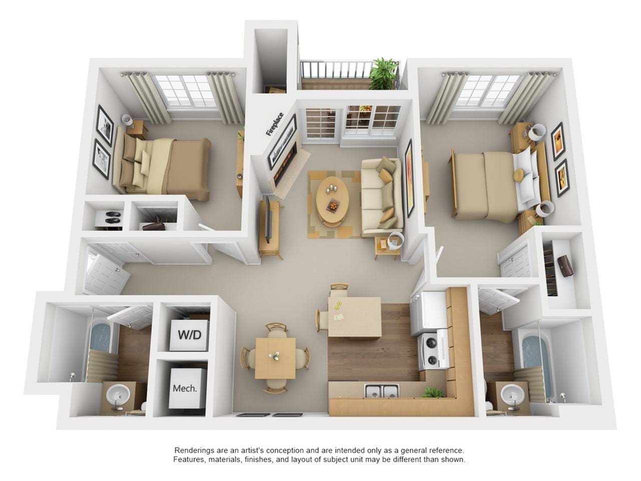 Floorplan diagram for Flatirons, showing 2 bedroom