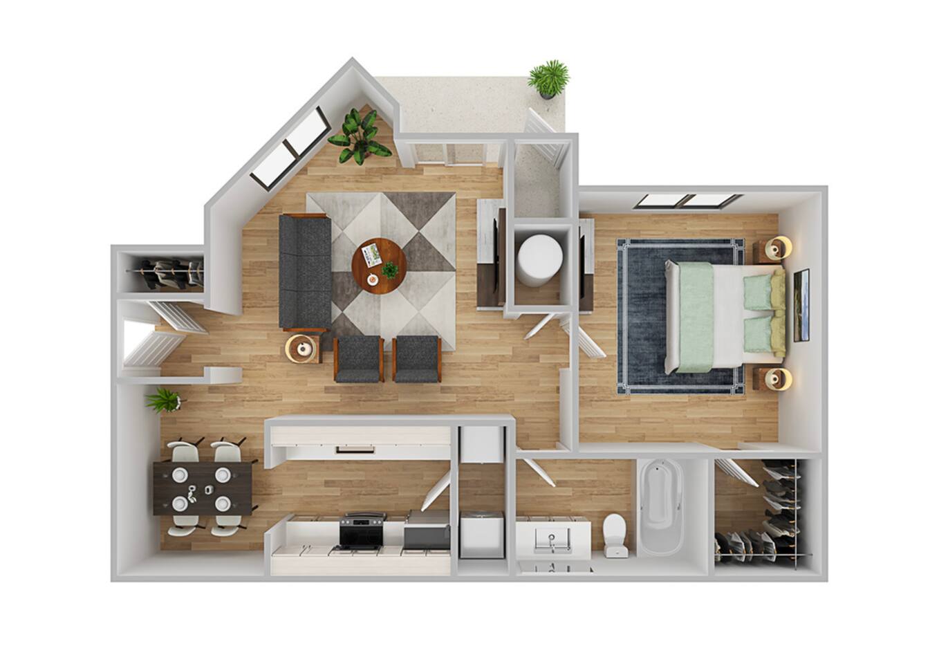 Floorplan diagram for A1 | Renovated, showing 1 bedroom