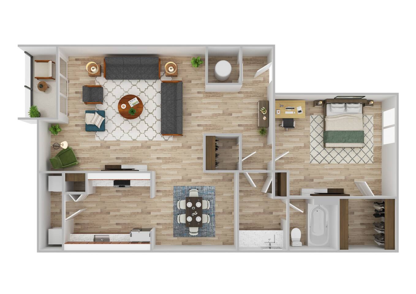 Floorplan diagram for Red Bud, showing 1 bedroom