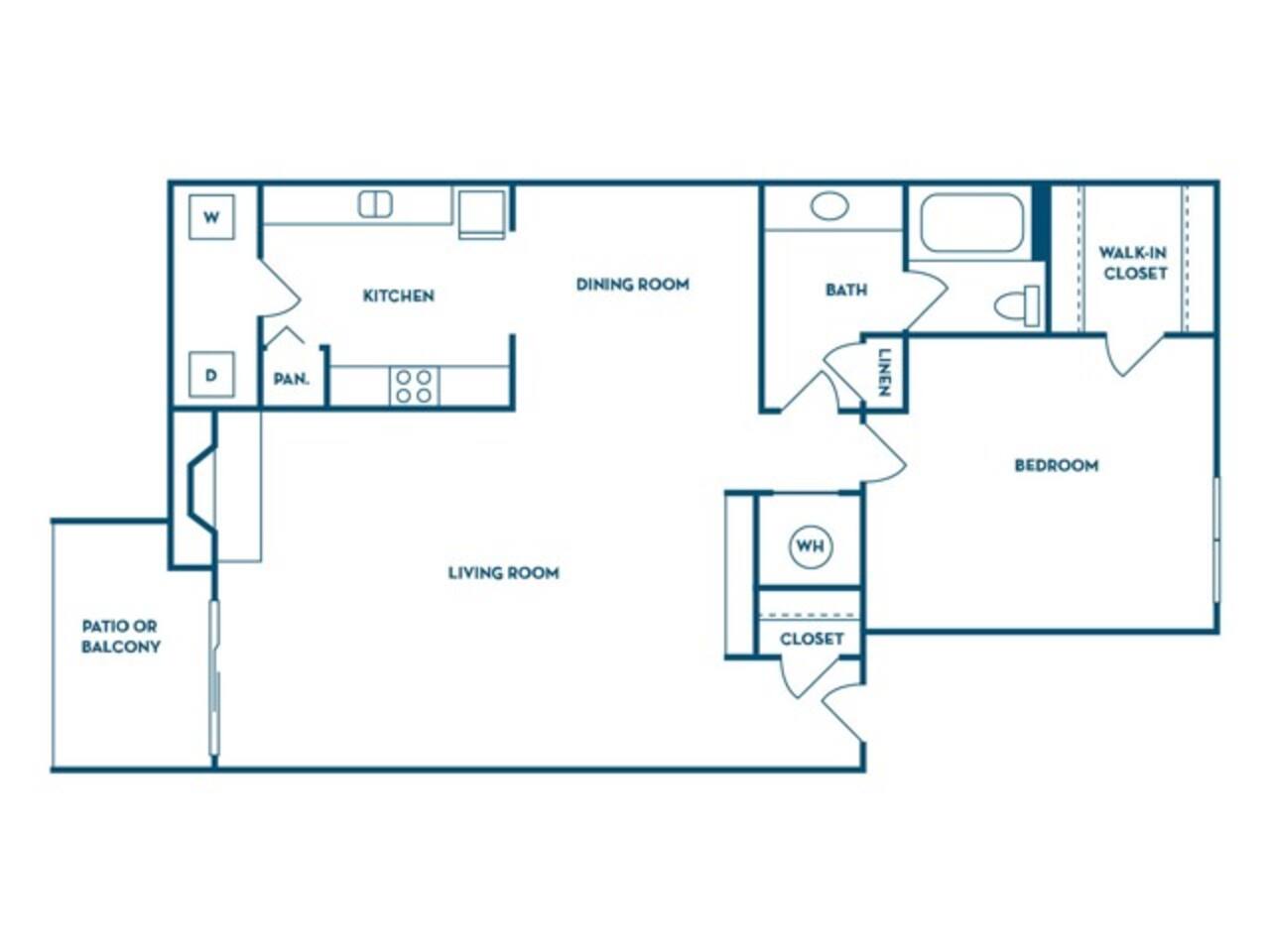 Floorplan diagram for Cedar, showing 1 bedroom