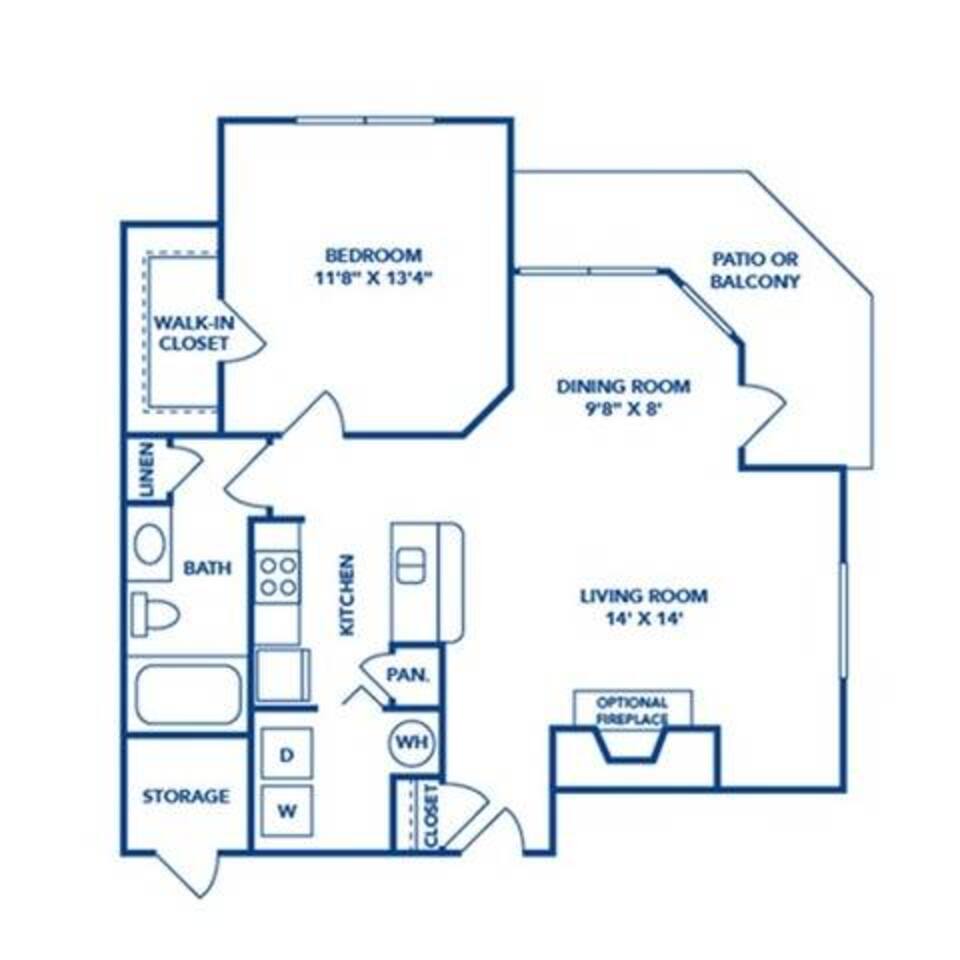 Floorplan diagram for Jefferson, showing 1 bedroom