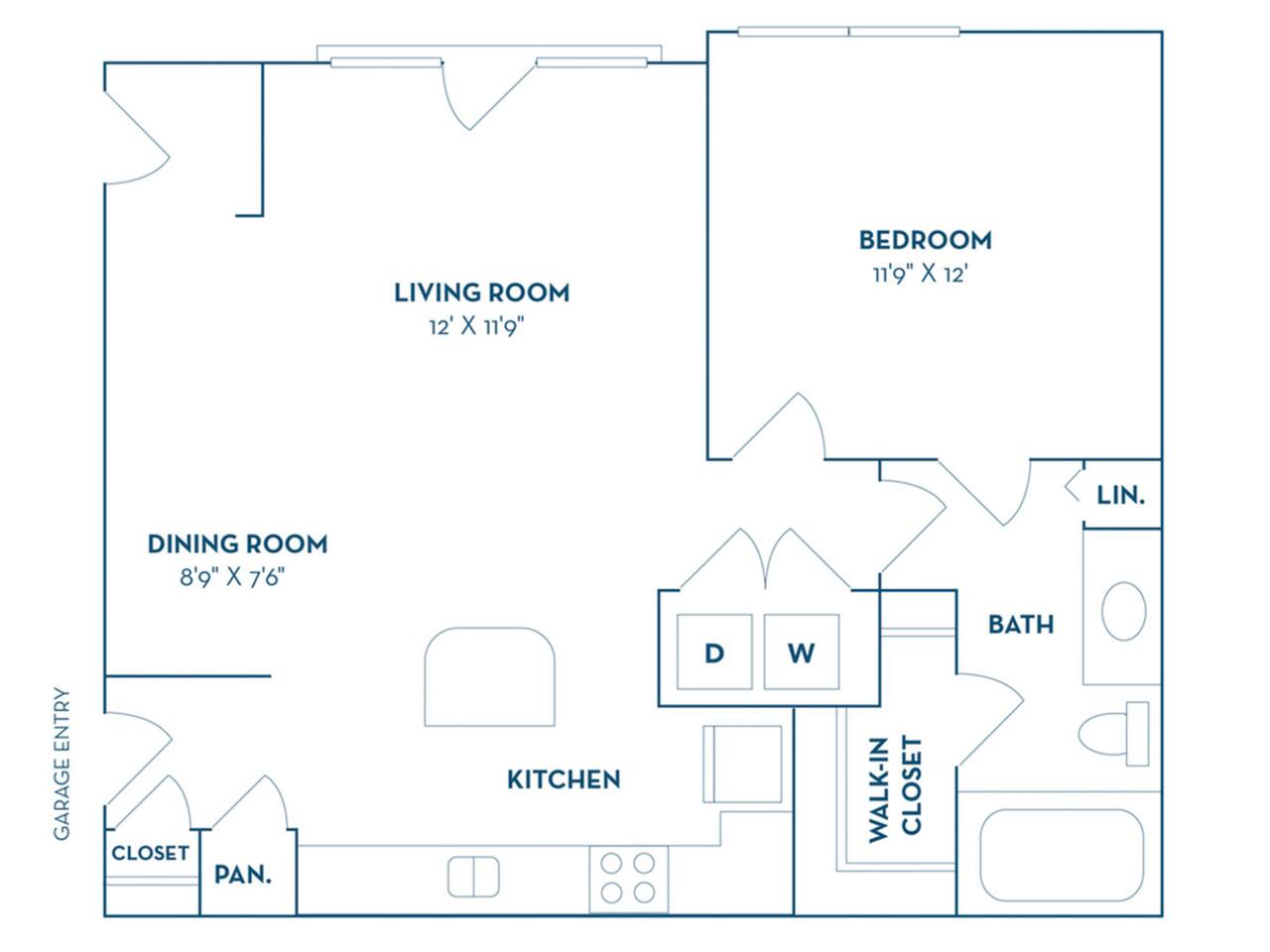 Floorplan diagram for A3 | Renovated, showing 1 bedroom