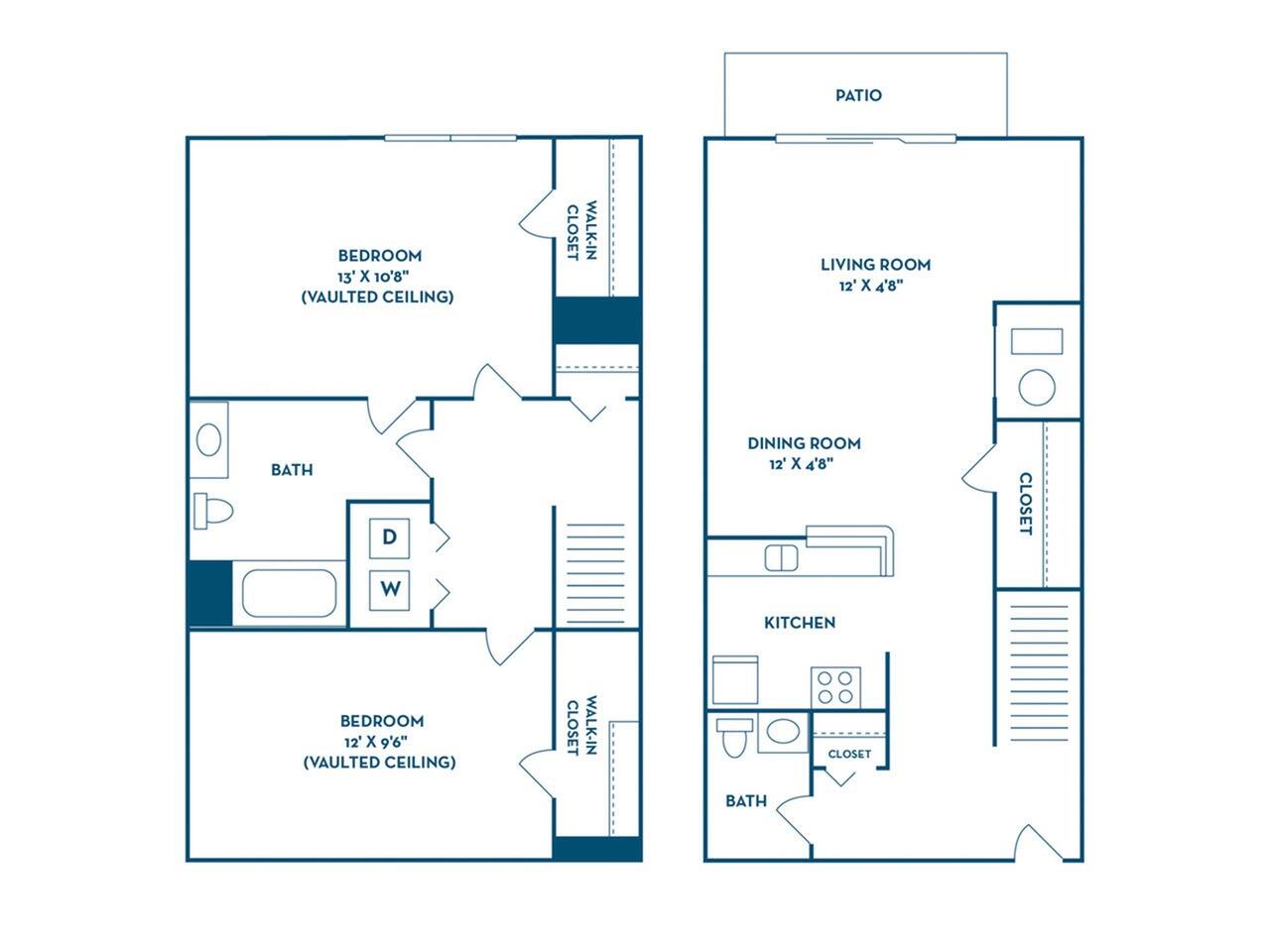 Floorplan diagram for Manor (Townhome), showing 2 bedroom