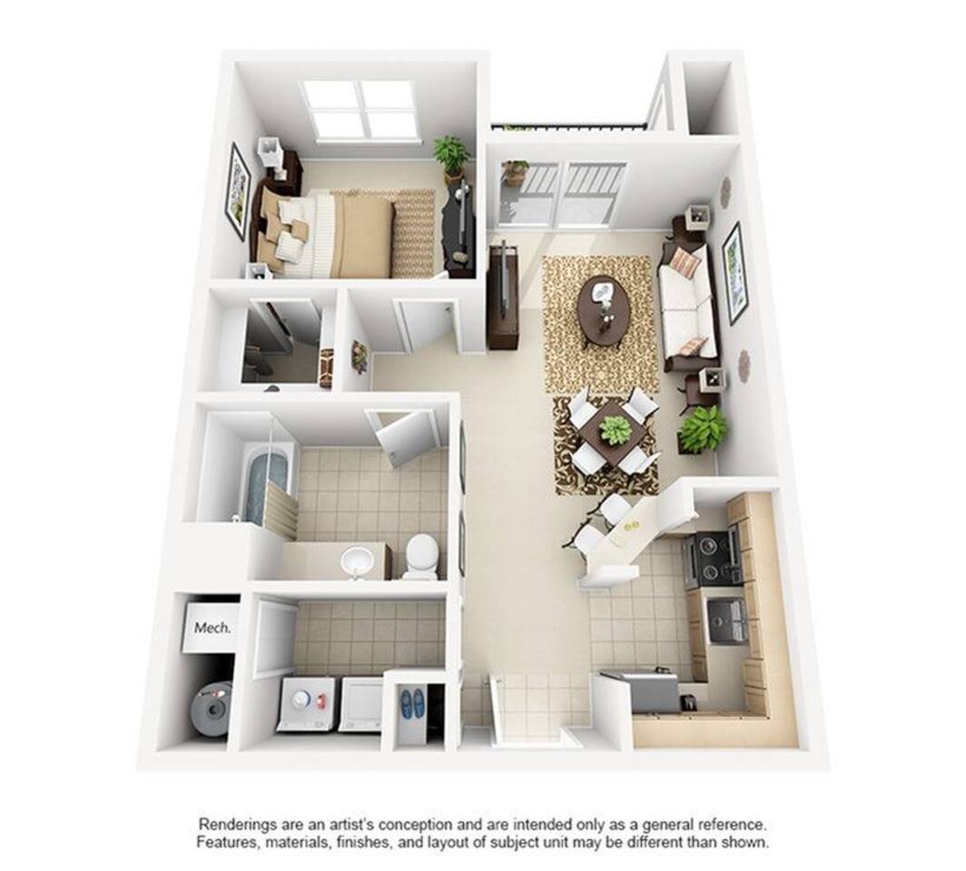 Floorplan diagram for Bentley, showing 1 bedroom