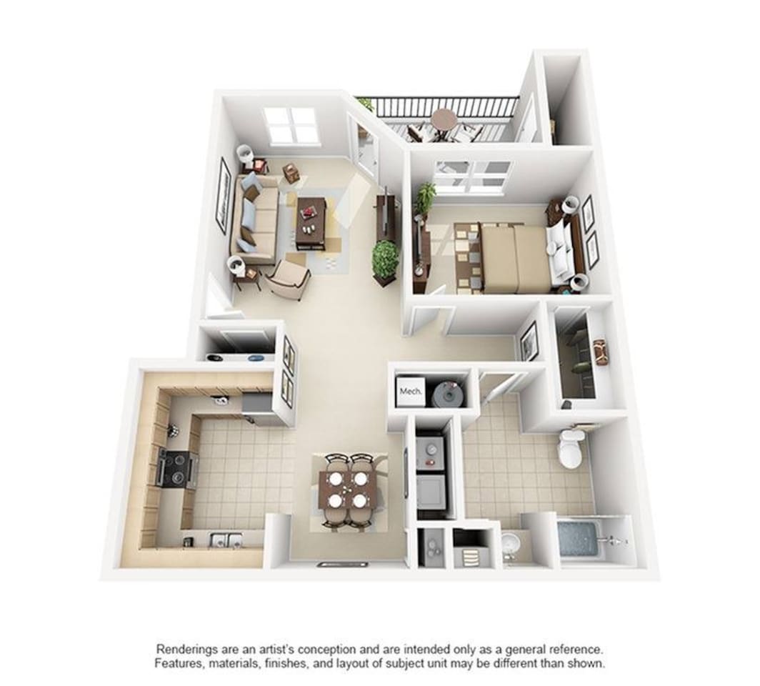 Floorplan diagram for Carnegie, showing 1 bedroom