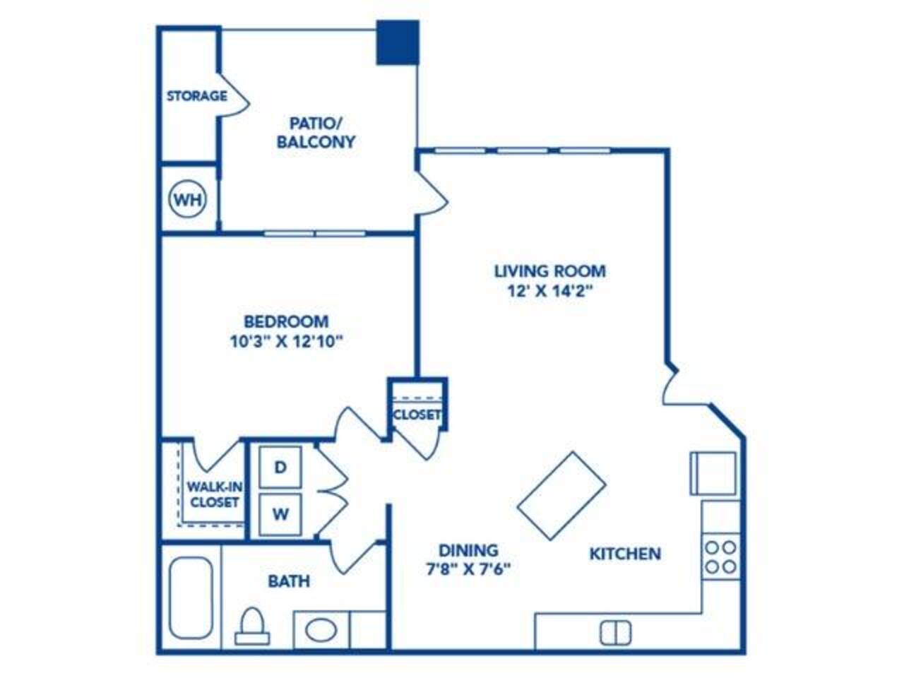 Floorplan diagram for Black Pine, showing 1 bedroom