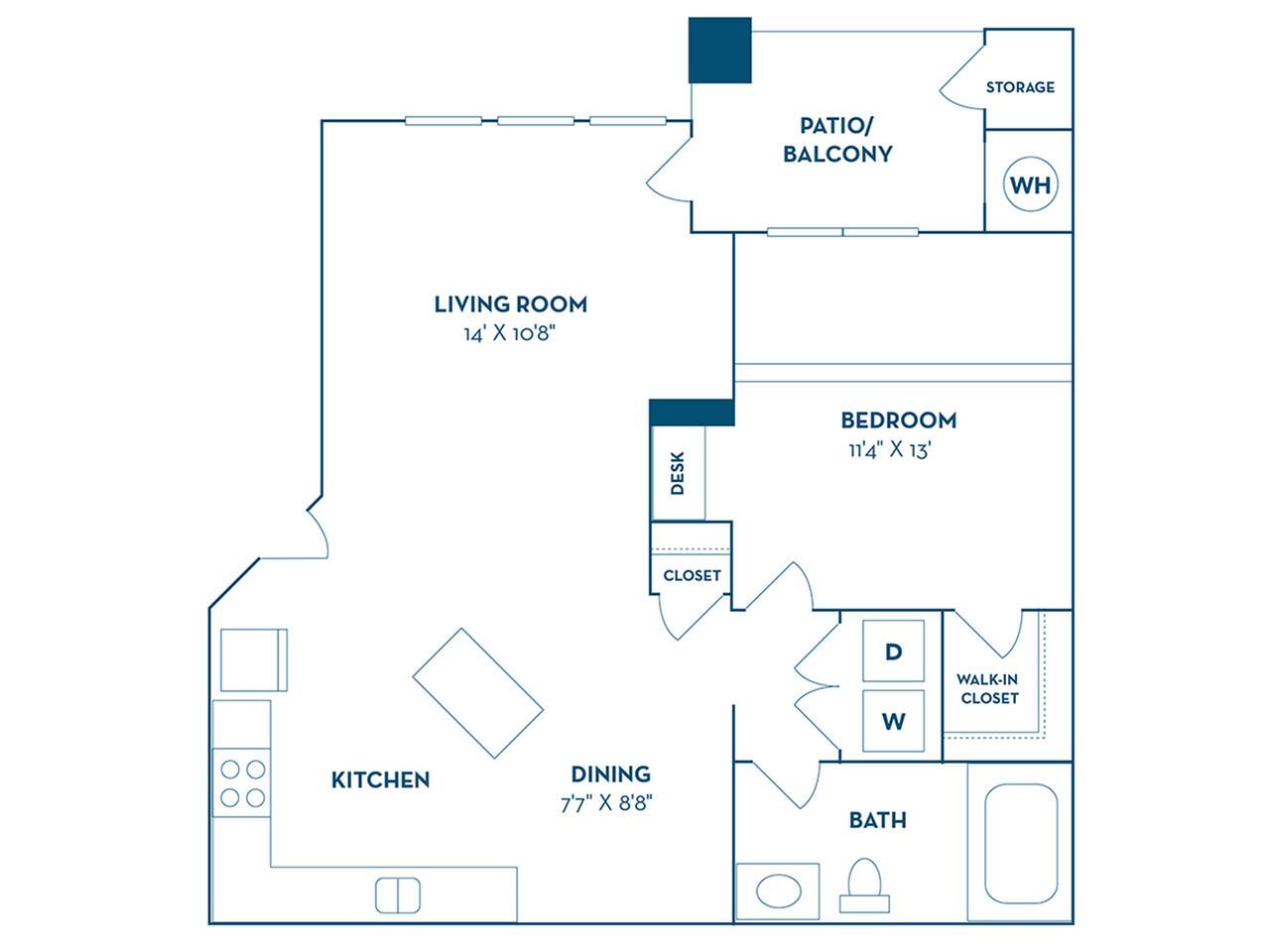 Floorplan diagram for Spruce | Renovated, showing 1 bedroom