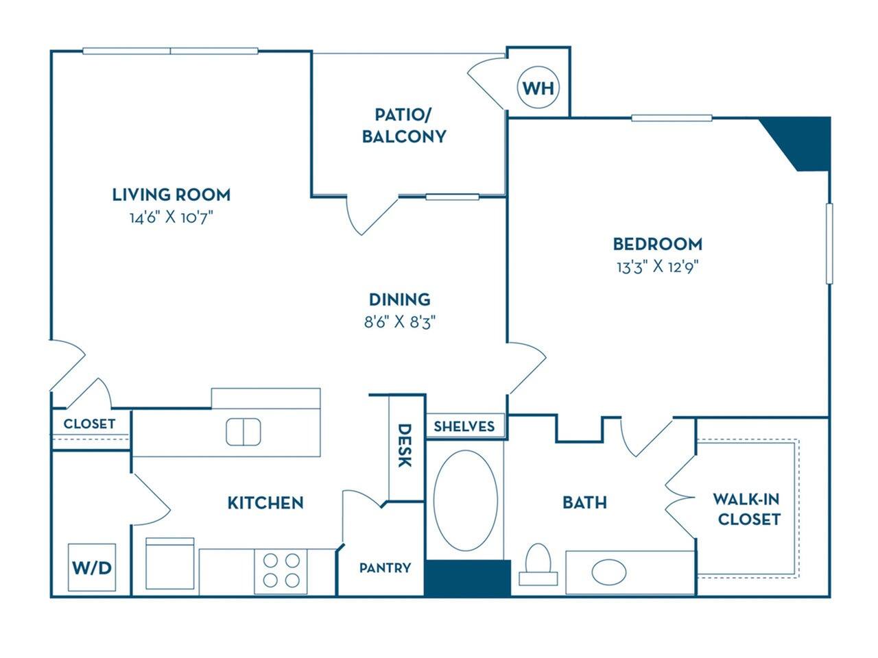 Floorplan diagram for A1, showing 1 bedroom
