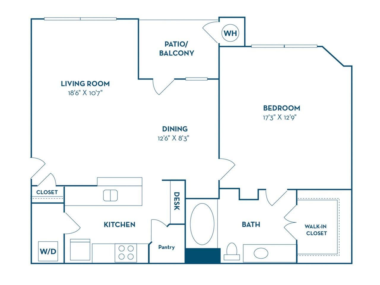 Floorplan diagram for A3, showing 1 bedroom