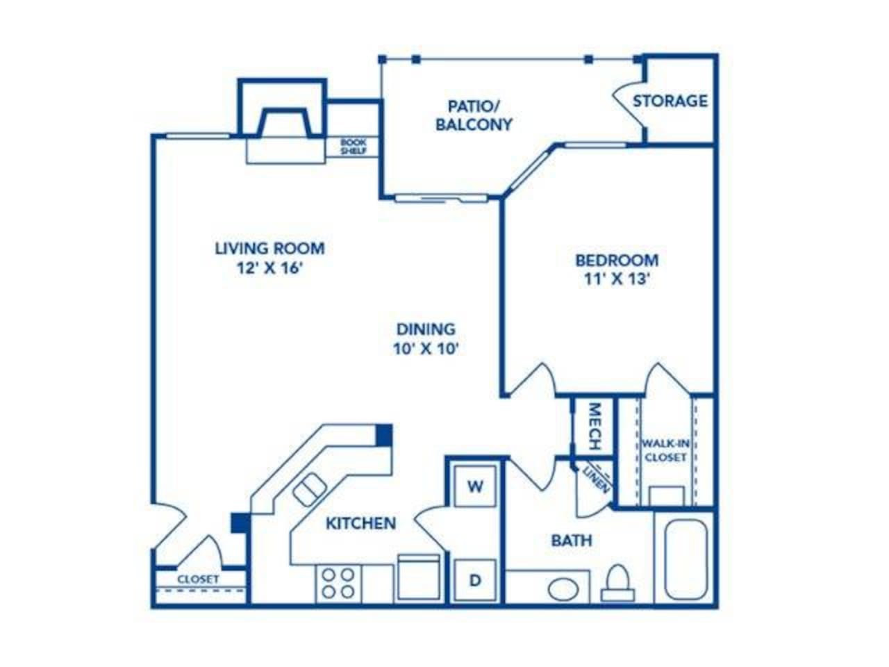 Floorplan diagram for Lagoon, showing 1 bedroom