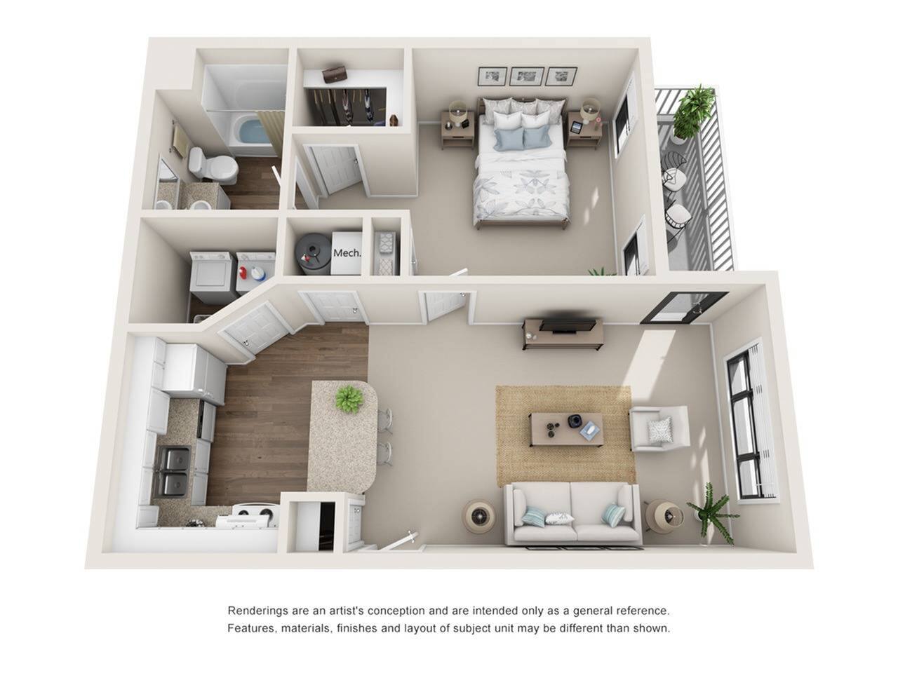 Floorplan diagram for A, showing 1 bedroom