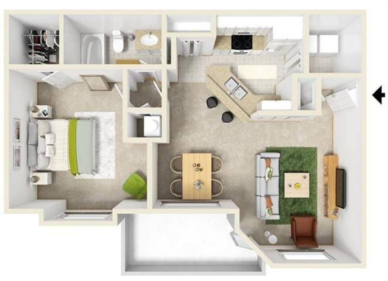 Floorplan diagram for Camelot, showing 1 bedroom