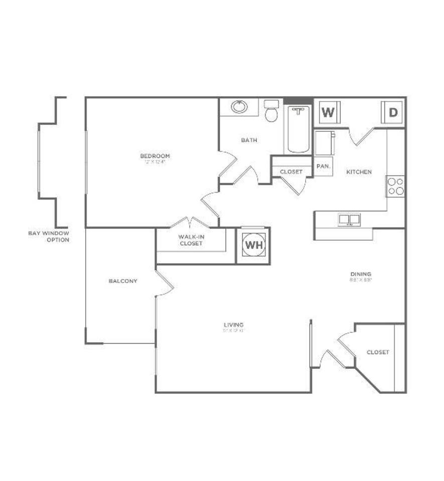 Floorplan diagram for Ascot (759 SF), showing 1 bedroom