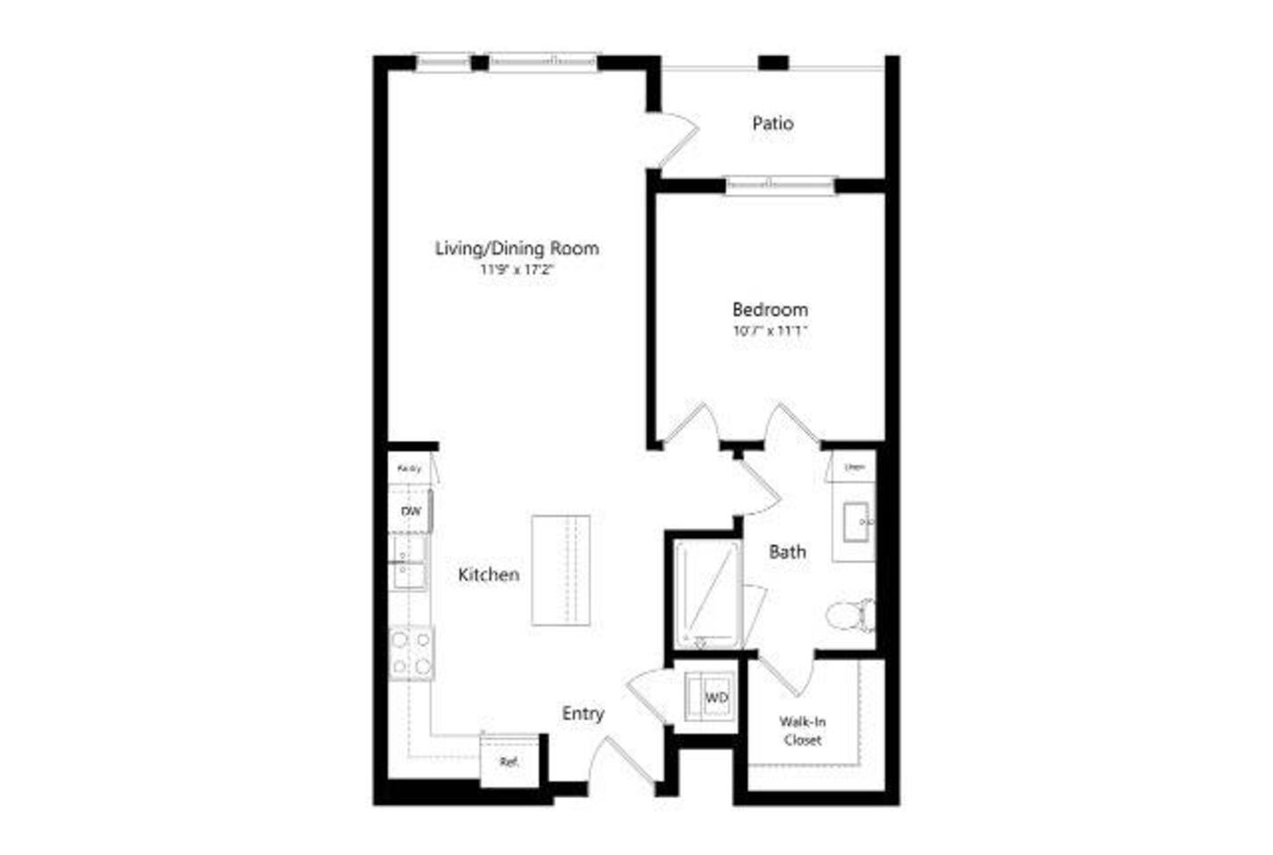 Floorplan diagram for 1-B.3, showing 1 bedroom