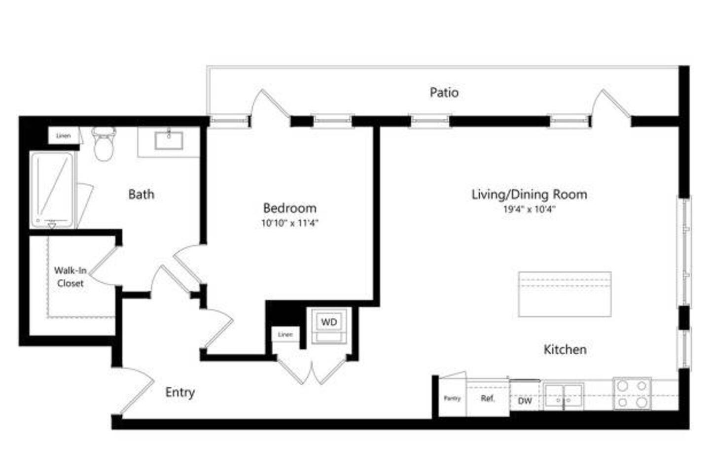 Floorplan diagram for 1-C.2, showing 1 bedroom