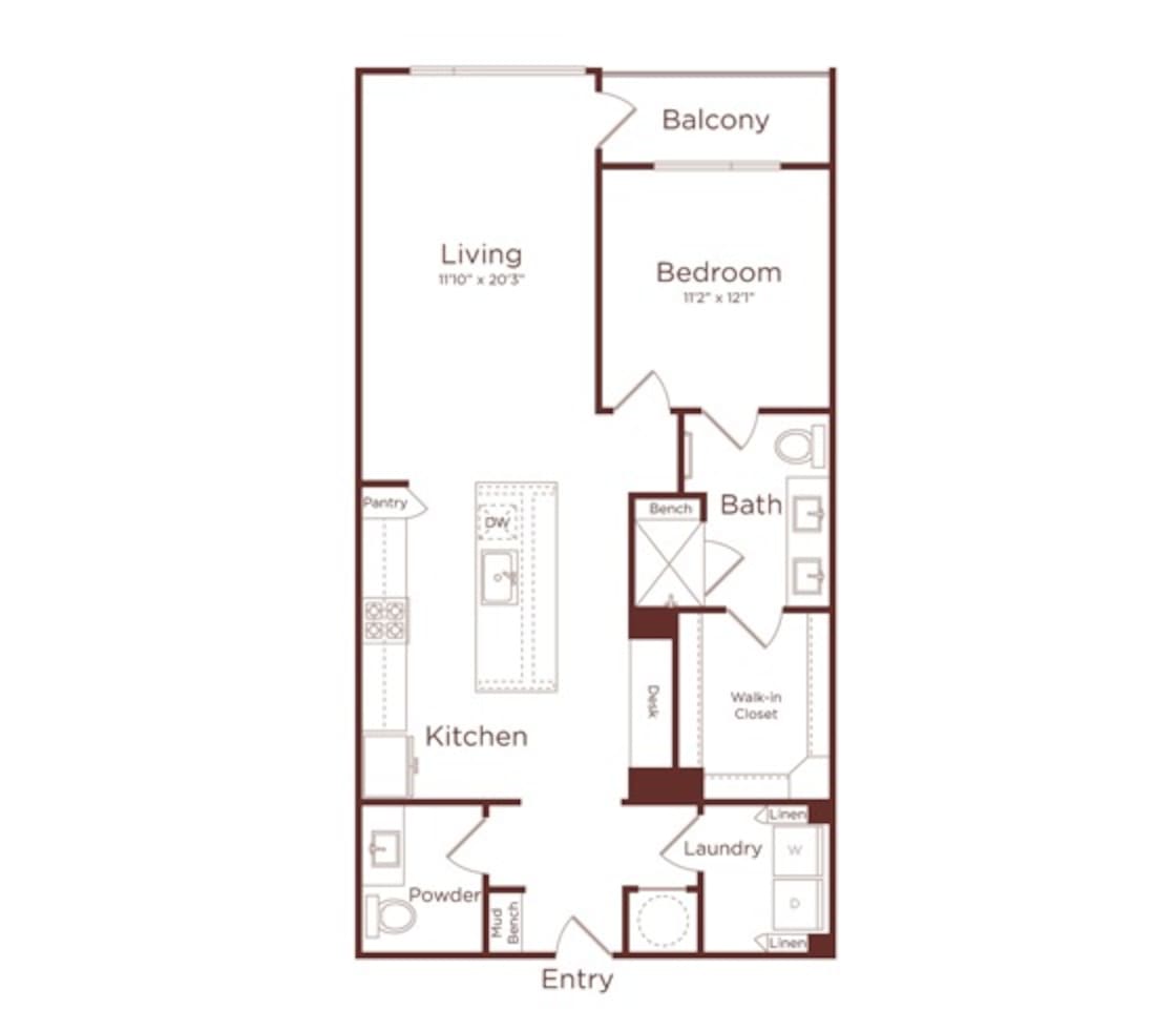 Floorplan diagram for A3, showing 1 bedroom