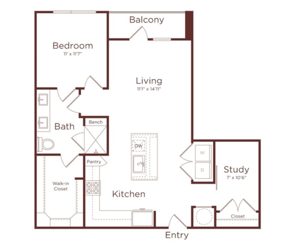Floorplan diagram for A6, showing 1 bedroom