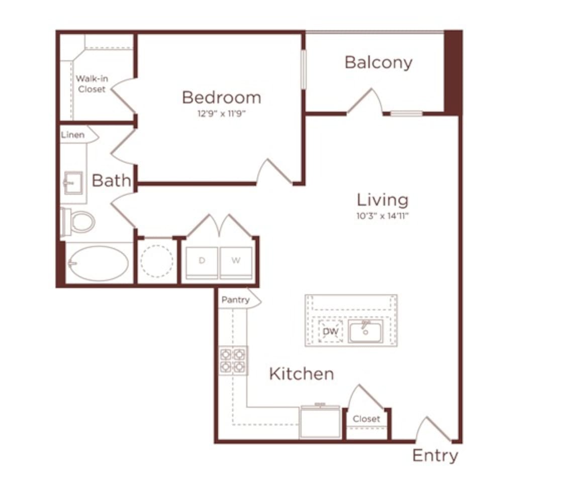 Floorplan diagram for A5, showing 1 bedroom