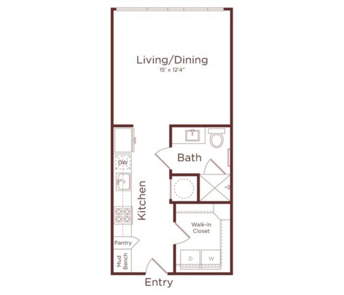 Floorplan diagram for A1A, showing 1 bedroom