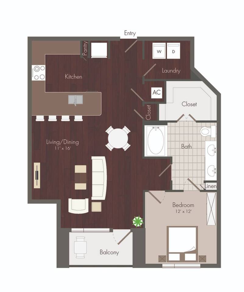 Floorplan diagram for Inker, showing 1 bedroom