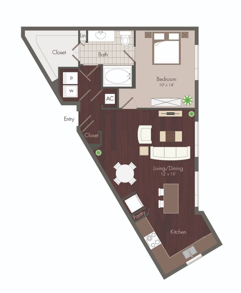 Floorplan diagram for Gibson, showing 1 bedroom