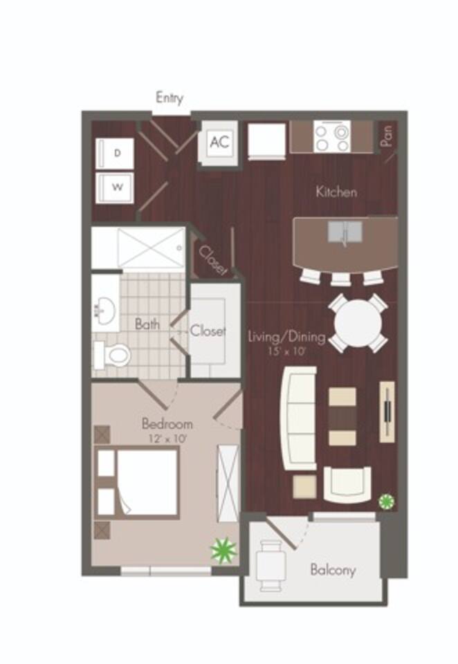 Floorplan diagram for Asbury - Renovated, showing 1 bedroom
