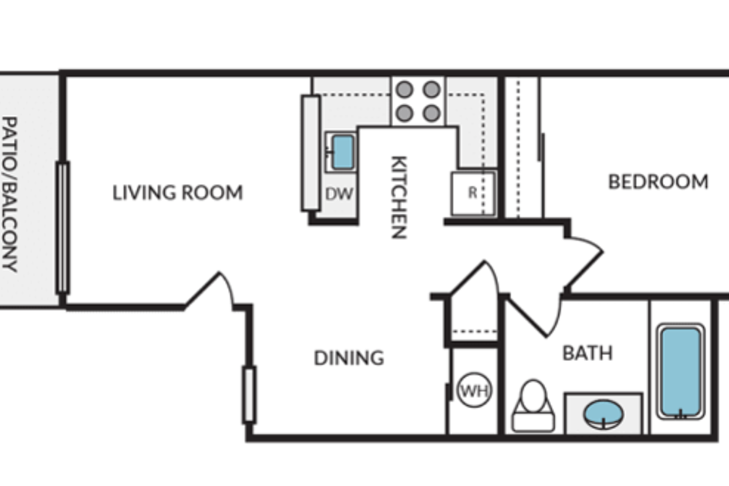 Floorplan diagram for The Alder, showing 1 bedroom
