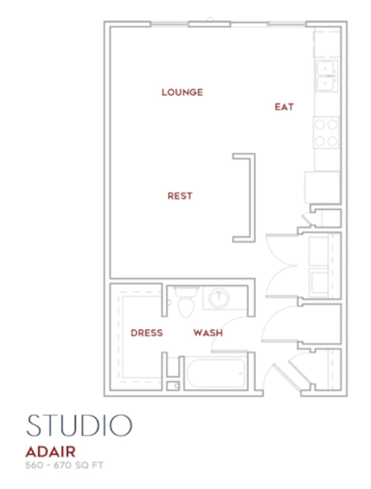 Floorplan diagram for Adair, showing Studio