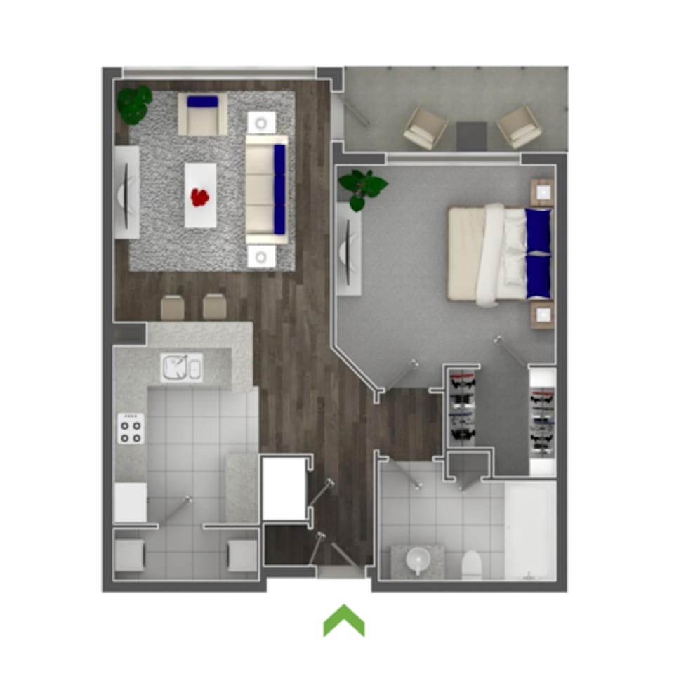 Floorplan diagram for Candler, showing 1 bedroom