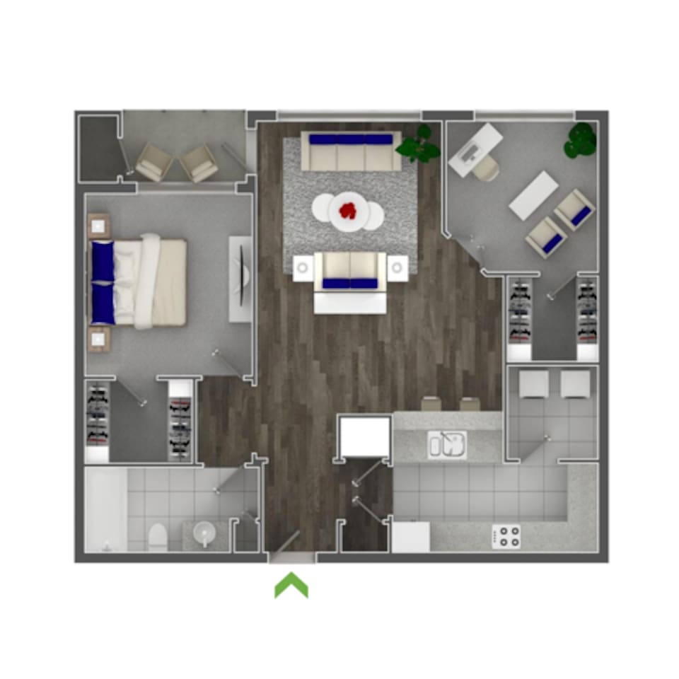 Floorplan diagram for Grant, showing 1 bedroom