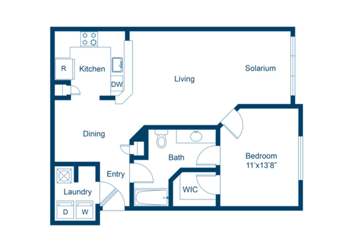 Floorplan diagram for A3, showing 1 bedroom