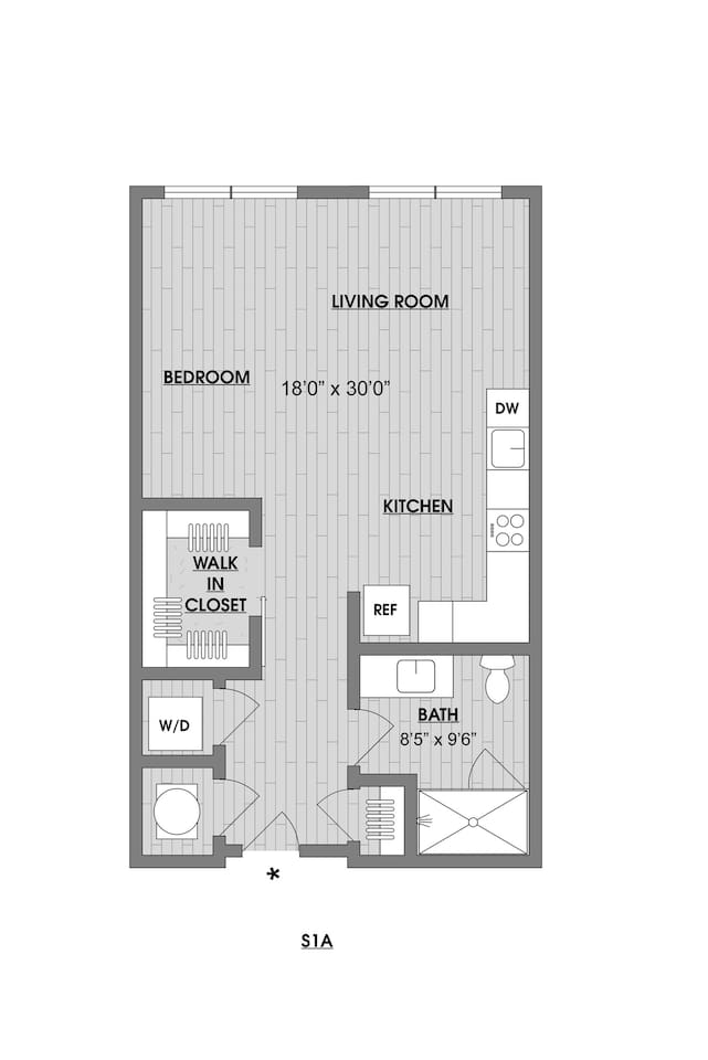 Floorplan diagram for Lilac, showing Studio