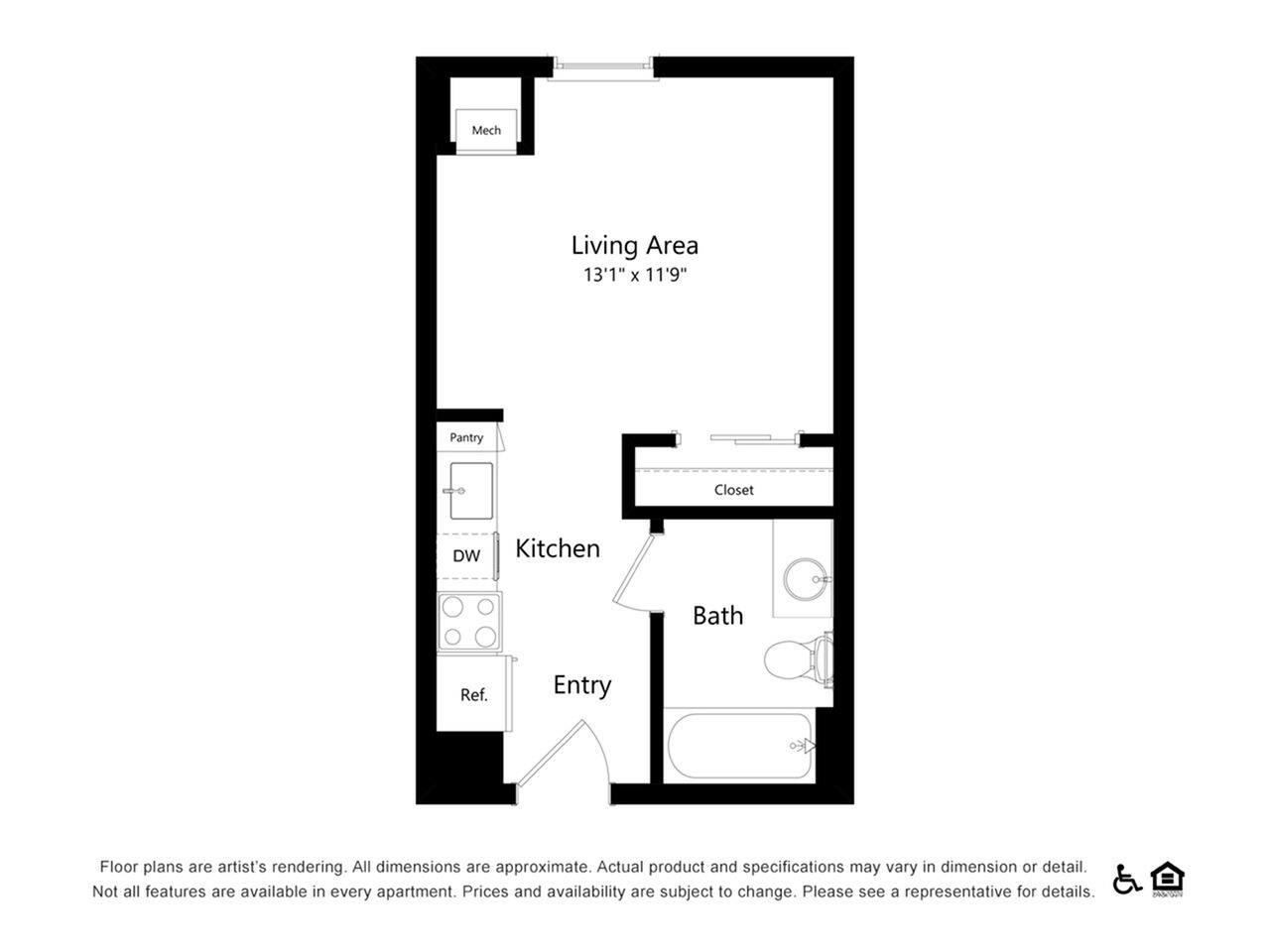 Floorplan diagram for S1A, showing Studio